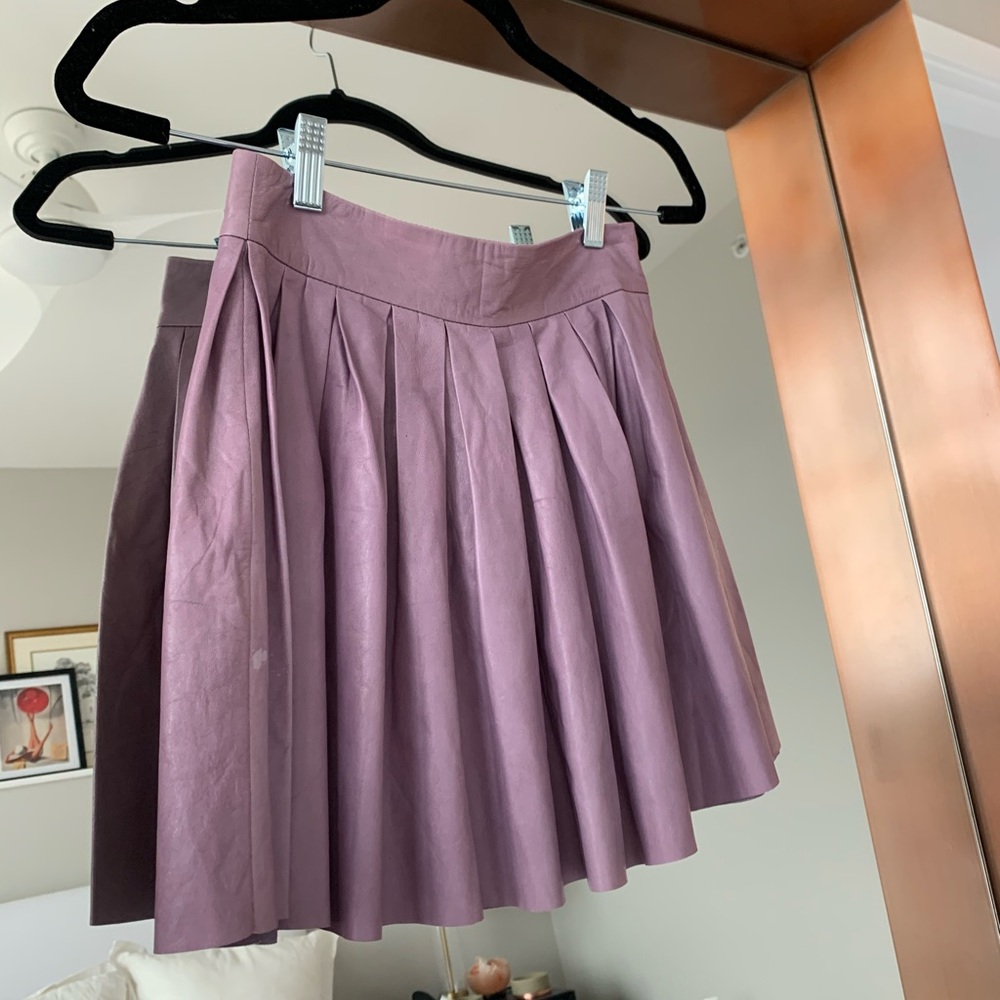 Alice & Olivia Leather Pleated Skirt